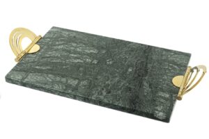 Gold Demir Büyük Yeşil Mermer Tepsi 45x22x2cm