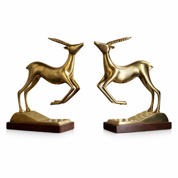 2'Li Pirinç Geyik Dekoratif Set