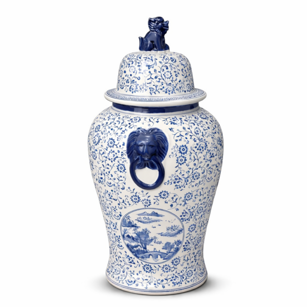 Bleu Blanc Porselen Yer Küpü Büyük Boy