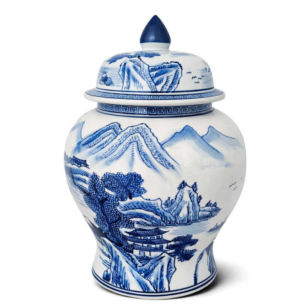 Japon Bleu Blanc Seramik Küp Büyük Boy 1 Japon Bleu Blanc Seramik Küp Büyük Boy