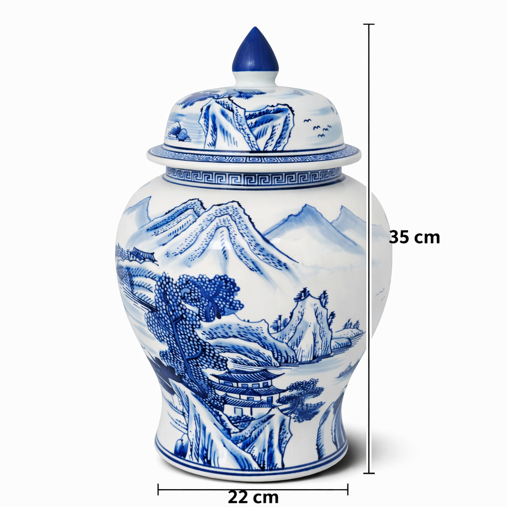 Japon Bleu Blanc Seramik Küp Büyük Boy 2 Japon Bleu Blanc Seramik Küp Büyük Boy - Görsel 2