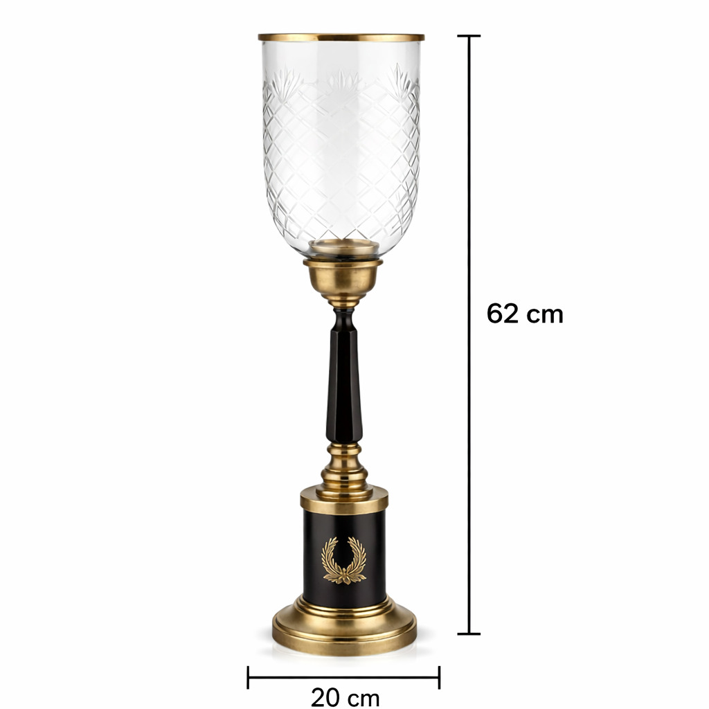 Elegante Camlı Pirinç Şamdan Küçük Boy 3 Elegante Camlı Pirinç Şamdan Küçük Boy - Görsel 3