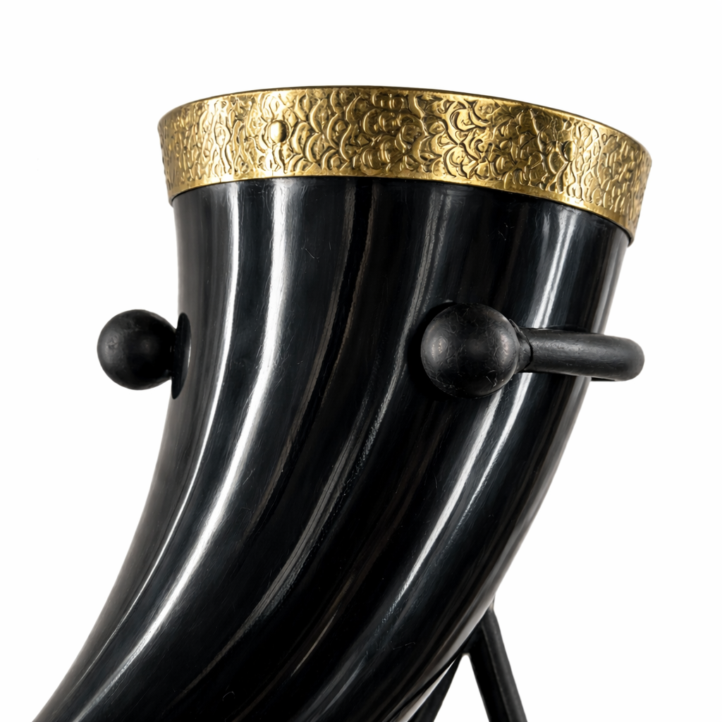 Metal Standlı Pirinç İşlemeli Boynuz Obje 2 Metal Standlı Pirinç İşlemeli Boynuz Obje - Görsel 2