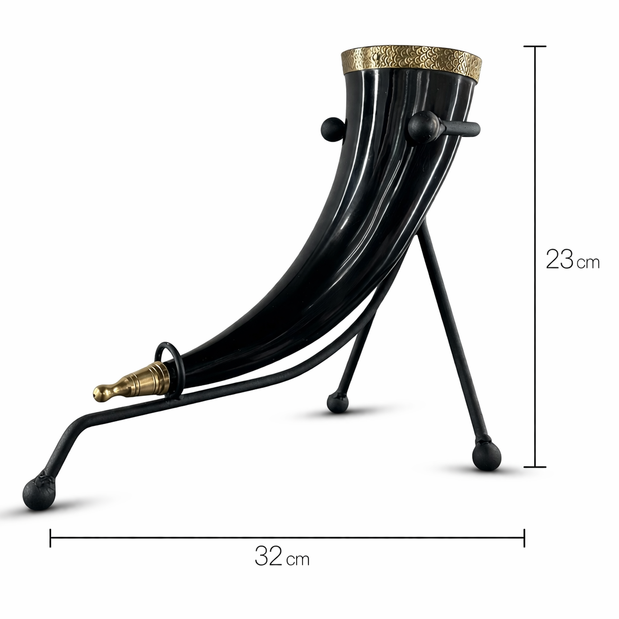 Metal Standlı Pirinç İşlemeli Boynuz Obje 3 Metal Standlı Pirinç İşlemeli Boynuz Obje - Görsel 3