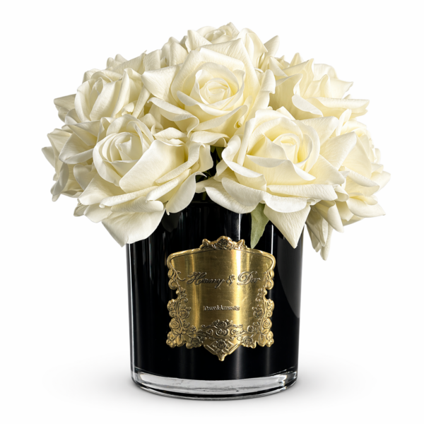 Harmony & Deo 15 Güllü Beyaz Oda Kokusu Siyah Vazo
