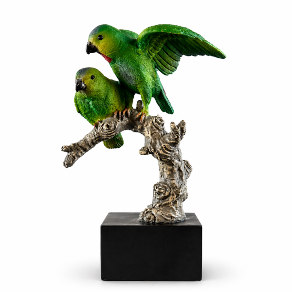 2'li Yeşil Papağan Biblo