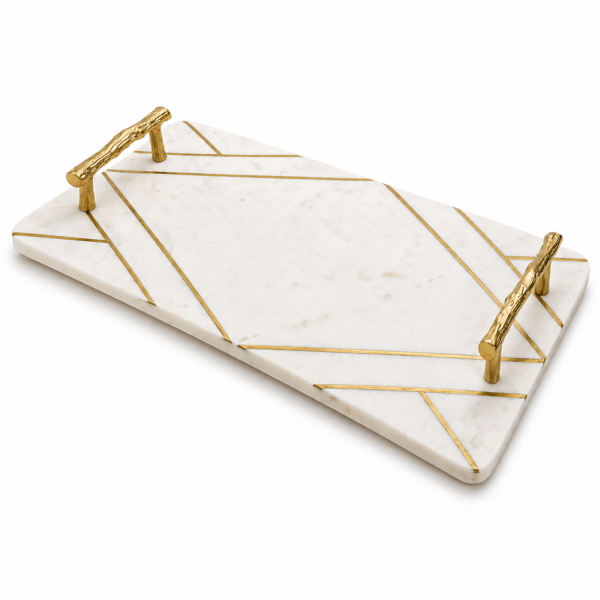 Mermer Tepsi Gold Tutmalı