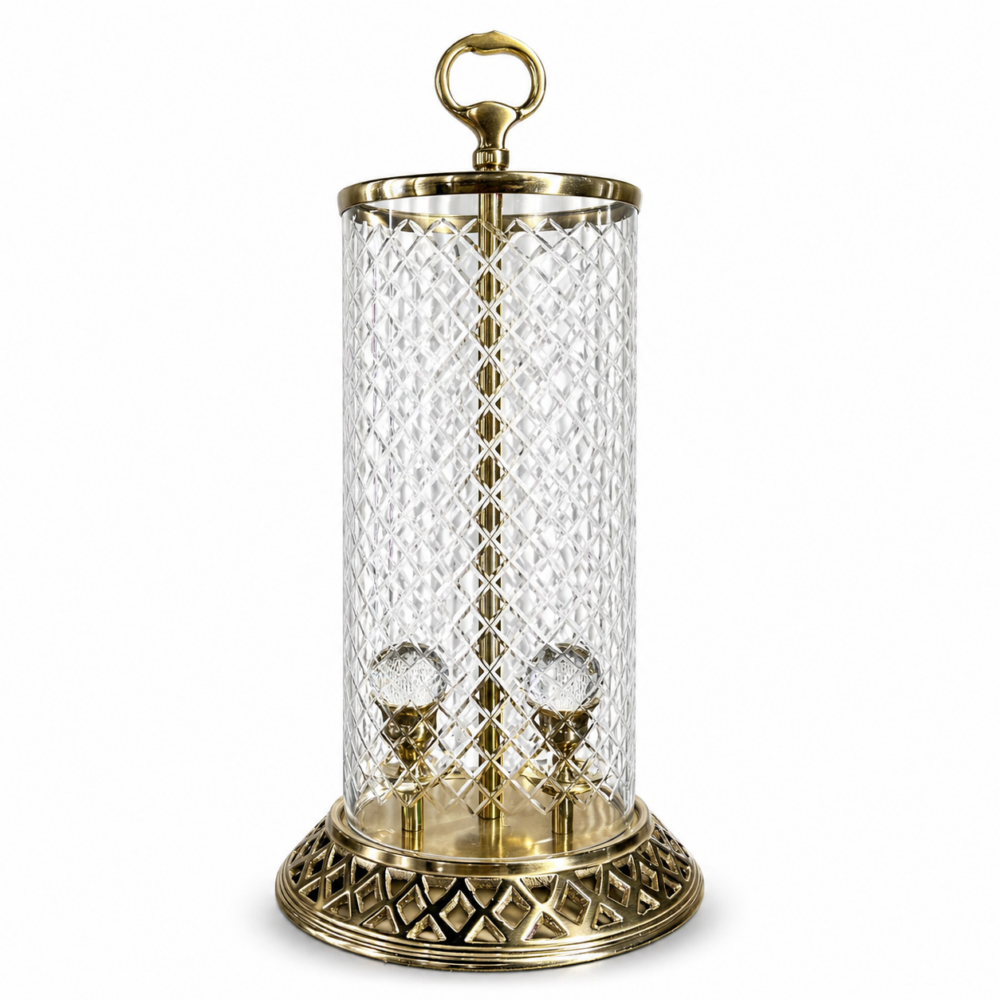 Kesme Cam 3'lü Gold Şamdan