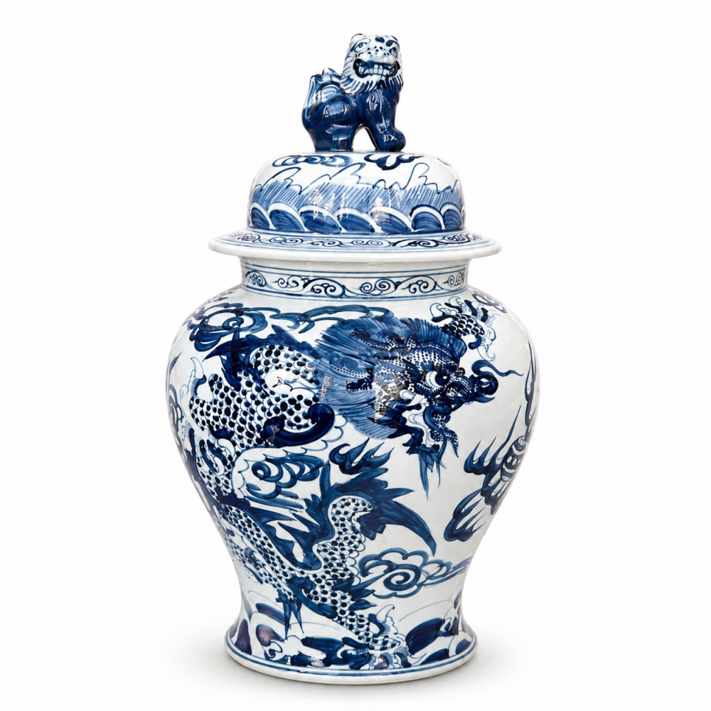 Blue Blanc Porselen Yer Küpü Orta Boy