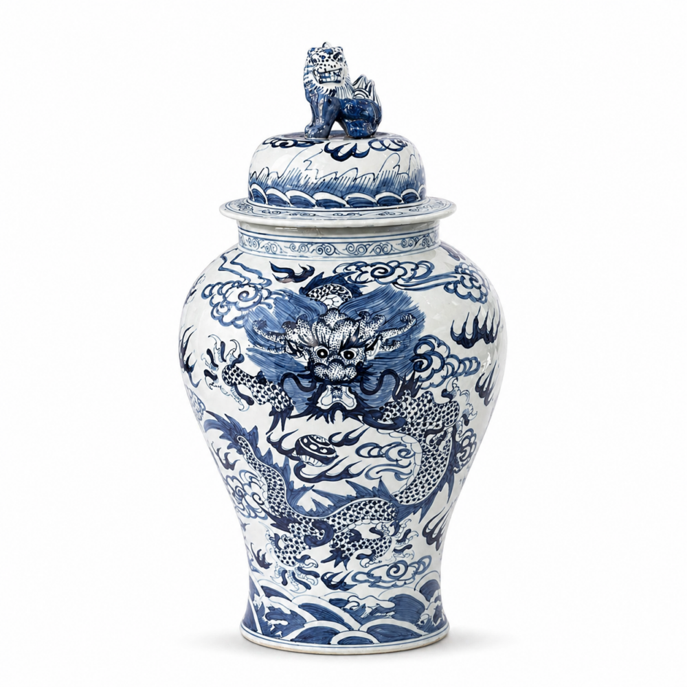 Blue Blanc Porselen Yer Küpü Büyük Boy