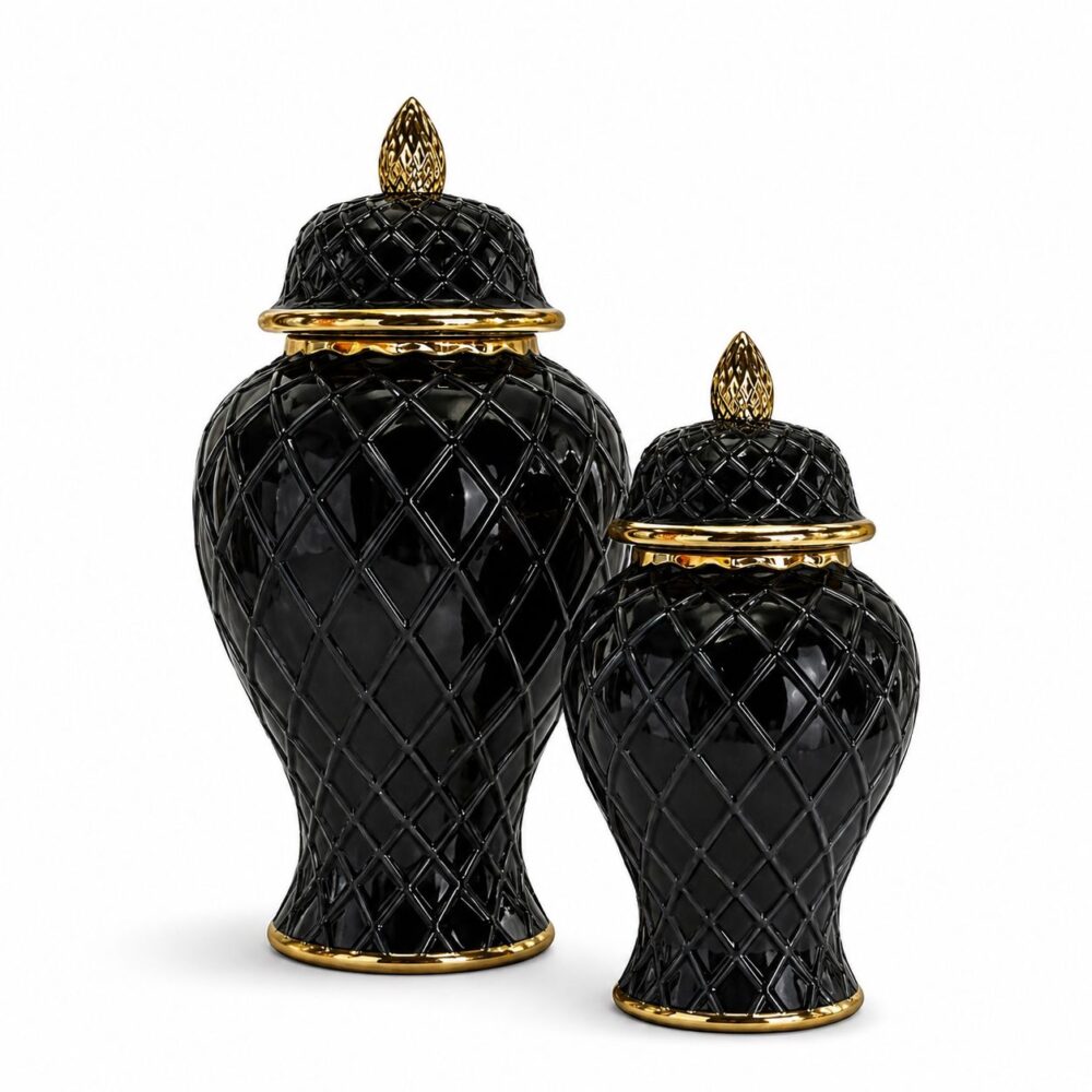 Siyah Kabartmalı Seramik Küp Seti