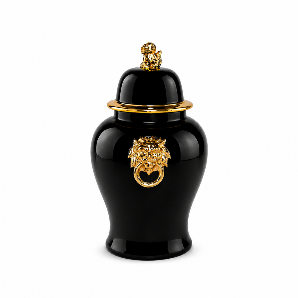 Aslan Detaylı Siyah Küp Küçük Boy