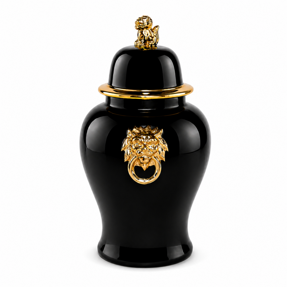Aslan Detaylı Siyah Küp Büyük Boy