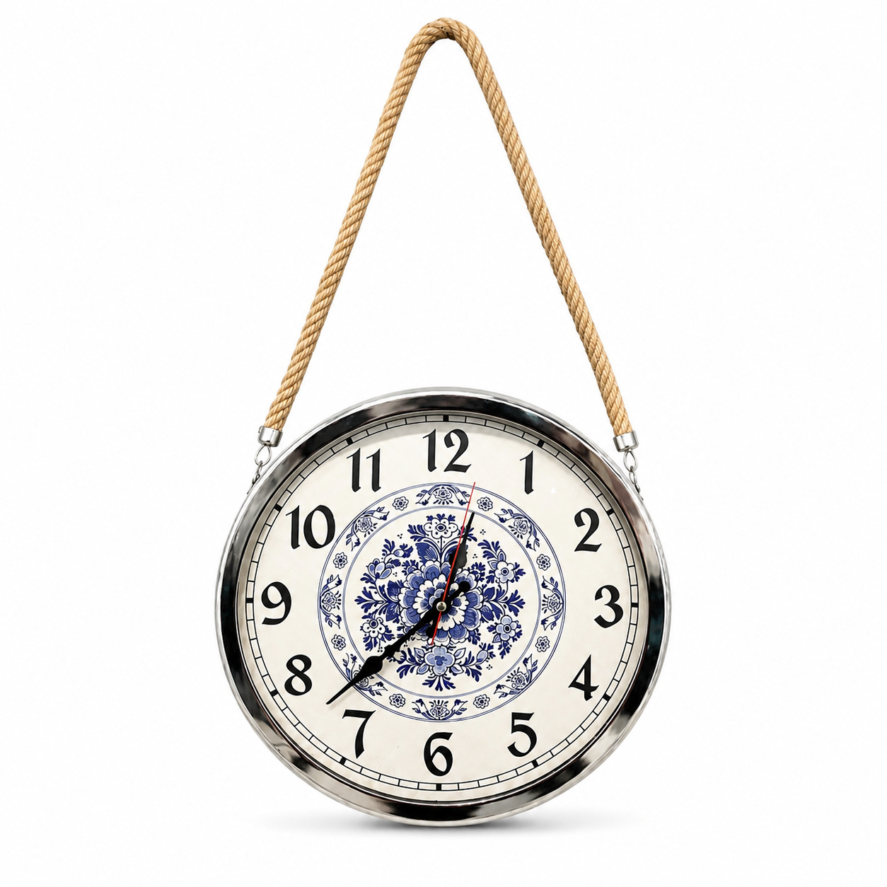 Blue Blanc Desenli Gümüş Duvar Saati 36 Cm 1 Blue Blanc Desenli Gümüş Duvar Saati 36 Cm