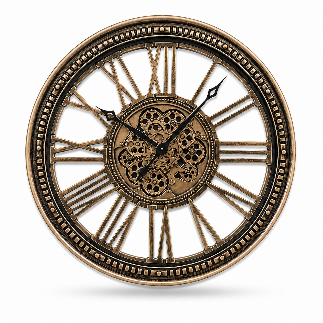 Bronz Metal Çarklı Duvar Saati 80 Cm 1 Bronz Metal Çarklı Duvar Saati 80 Cm