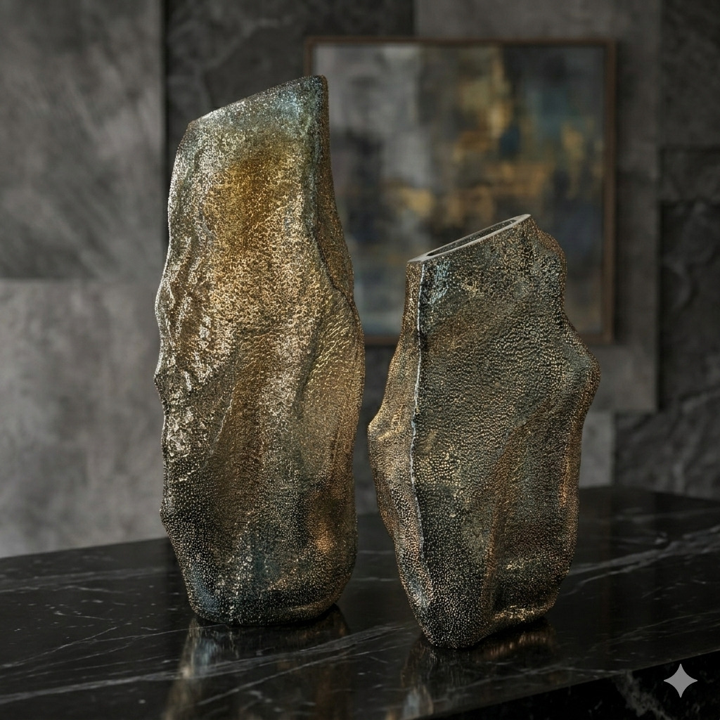 Stoneglass Modern Cam Vazo Küçük Boy 2 Stoneglass Modern Cam Vazo Küçük Boy - Görsel 2